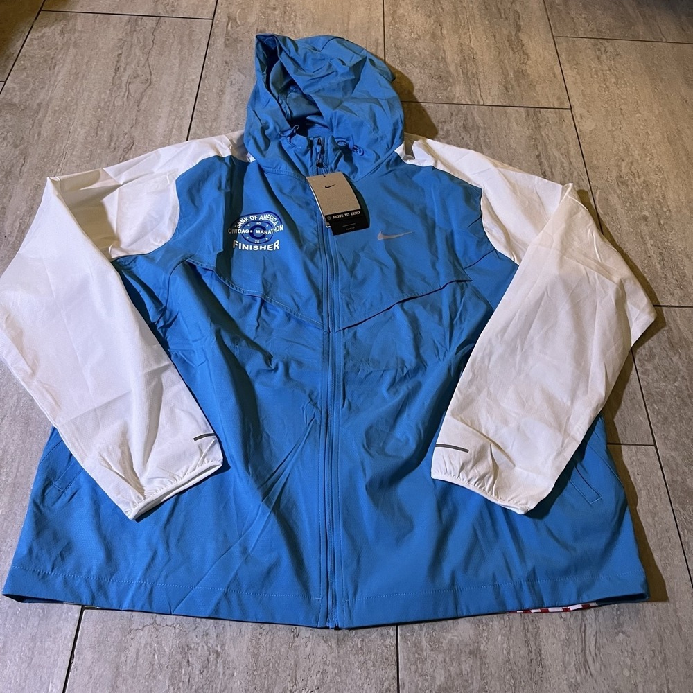 Nike Chicago Marathon Jacket Mens XL Blue Hooded Windbreaker Finisher HC0127-467